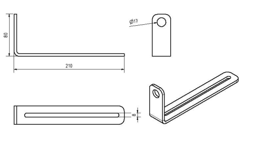 Halter für Rohre und Schellen am Rahmen 80/210 mm